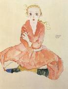 Egon Schiele Seated Girl Facing Front (mk12) Spain oil painting artist